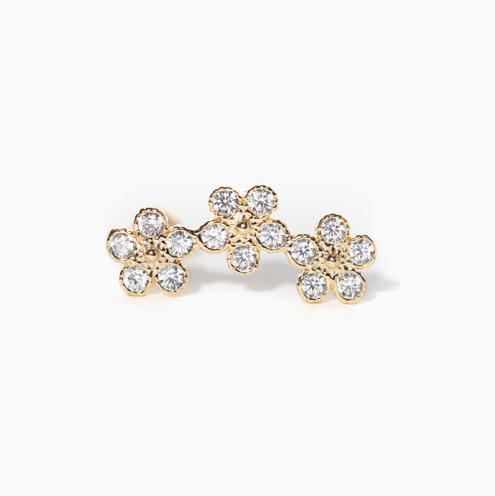10k Solid Gold Bouquet Ball Back Crawler Stud