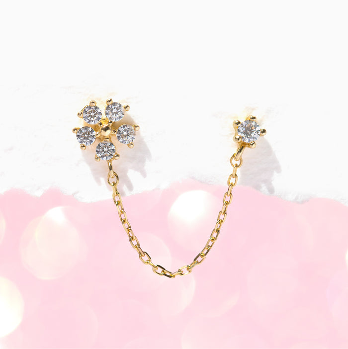 10k Solid Gold Flower Power Double Stud