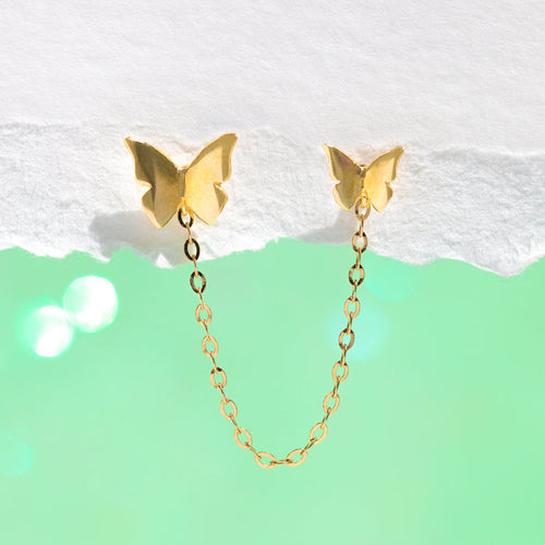 10k Solid Gold Fly Together Double Stud