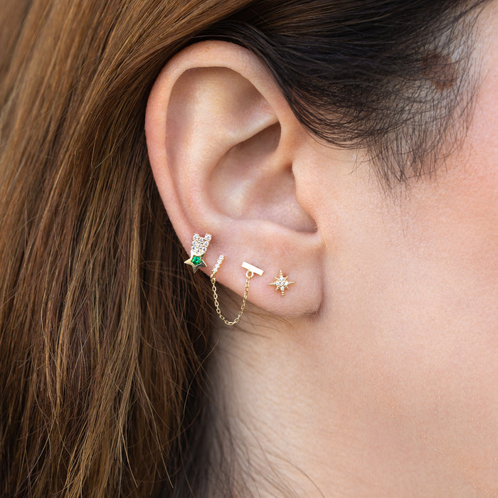 10k Solid Gold Starburst Ball Back Stud
