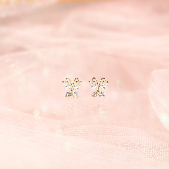14k Fine Milky Butterfly Studs
