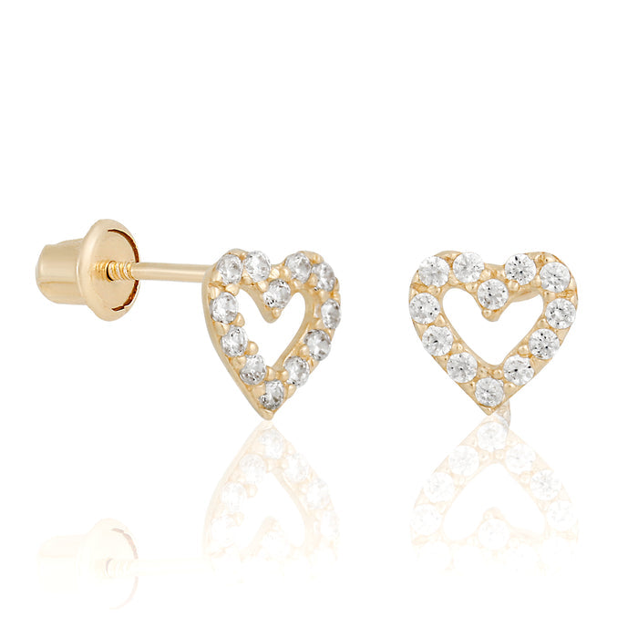 14k Solid Gold Cutout Heart Stud Earrings