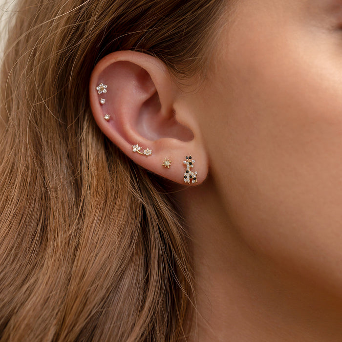 14k Solid Gold Garden Party Stud Earrings