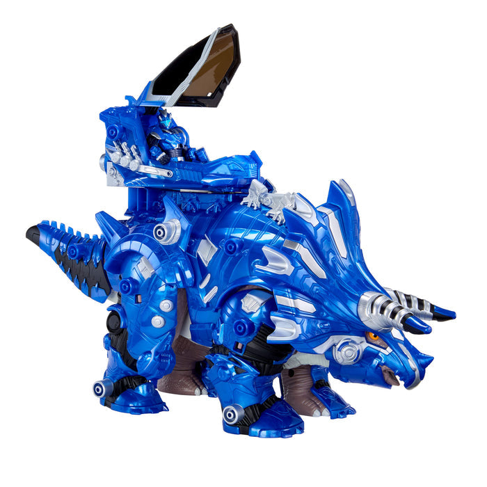 Blue dinosaur toy on a white background