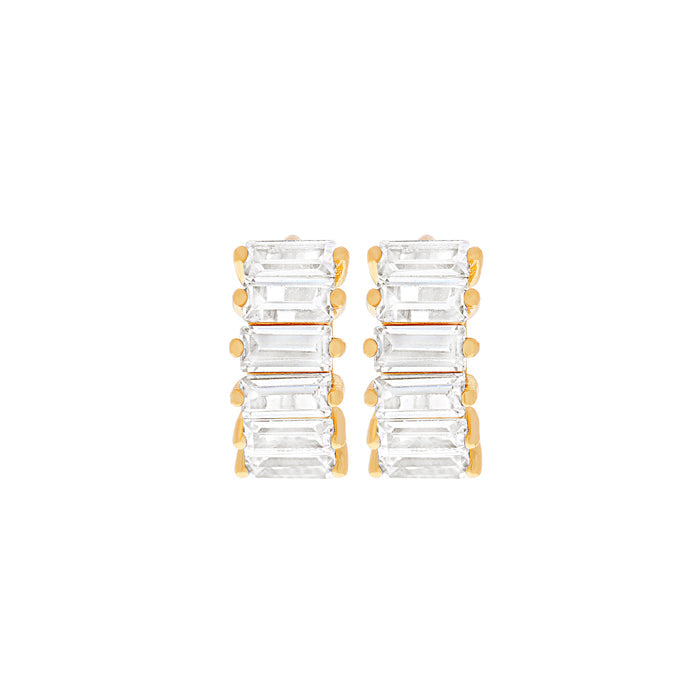 Bling Baguette Huggie Hoops
