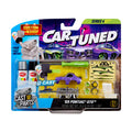 CarTuned toy, model car set packaging with purple car base and accessories on a white background
