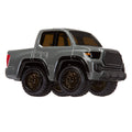 Gray toy truck with large wheels on a white background