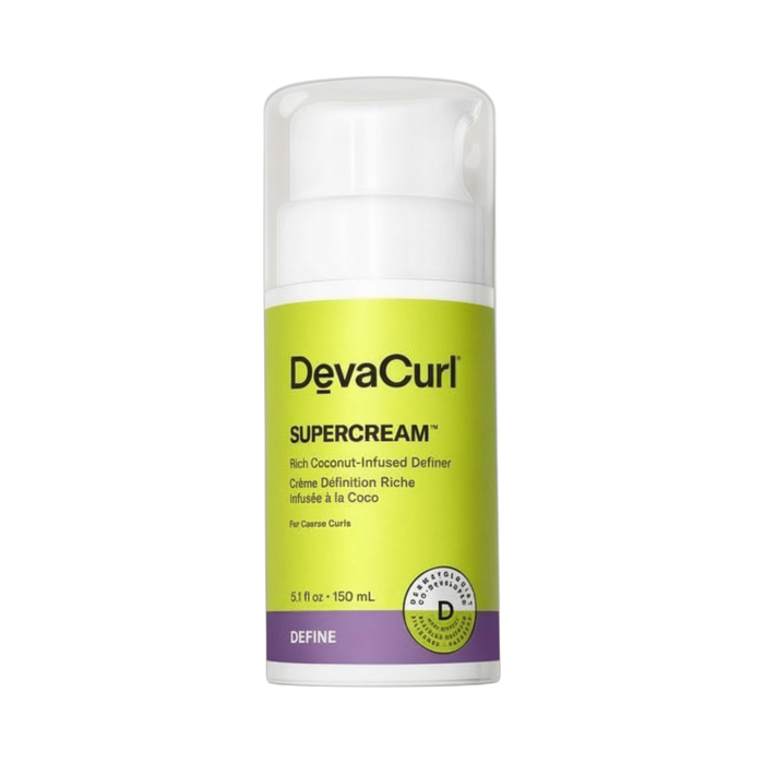 Devacurl SuperCream bottle on a white background