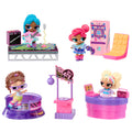 Four tot dolls and accessories on a white background