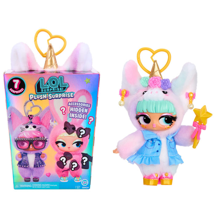 Colorful toy with packaging featuring 'LOL Surprise!' branding on a white background